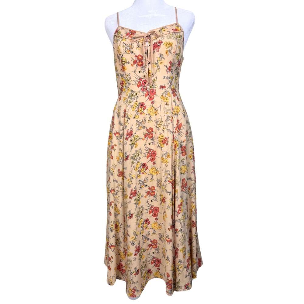 Cooperative Midi Dress Womens Lace‎ Front Floral Size 4 Y2K Boho Cottage Fairy